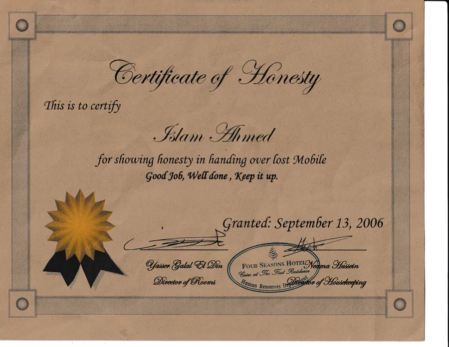 Experience Certificate (Scan 1)