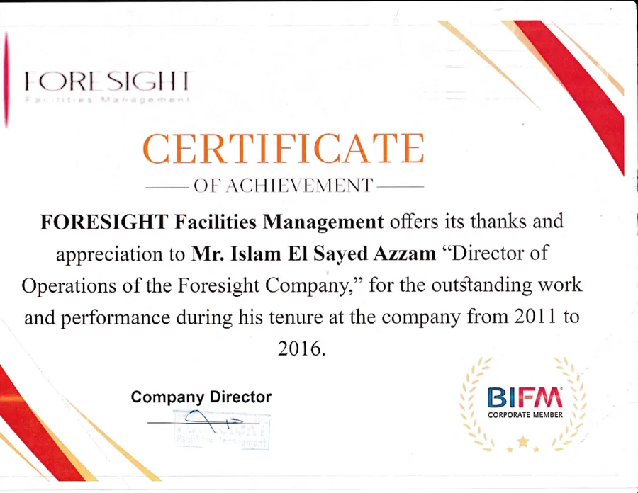 Islam Azzam — Experience Certificate